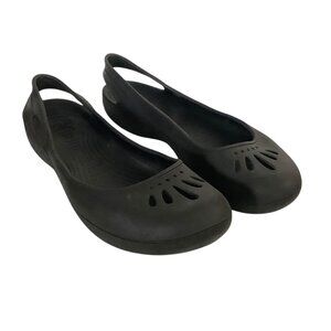 Crocs Black Thea Slingback Slip On Ballet Flat Sandals Shoes Women‎ Size 10